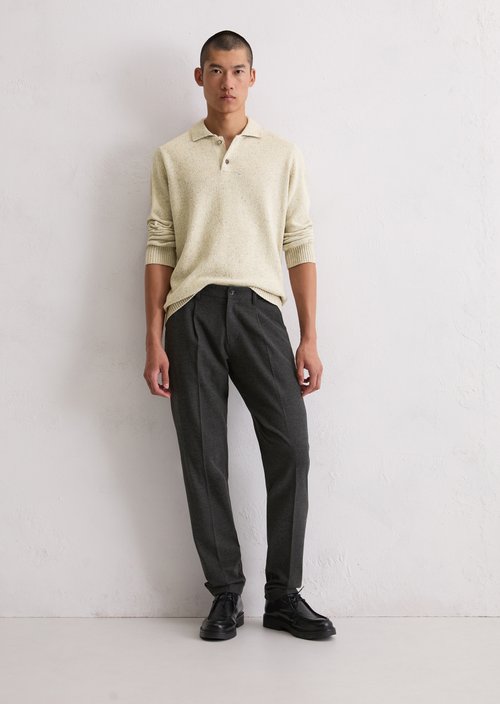 Regular polo-style sweater — Grey Silk