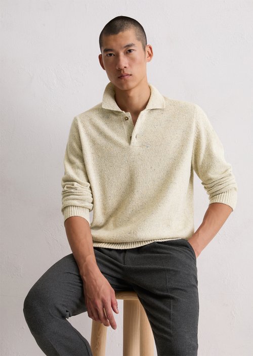 Regular polo-style sweater — Grey Silk
