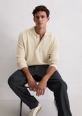 Polo sweater regular made from organic cotton bouclé - beige