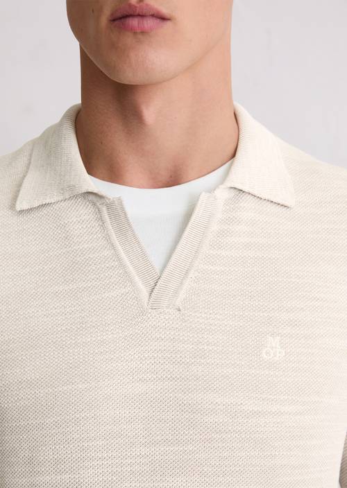 Polo-Pullover regular Light Beige Melange in Detailansicht