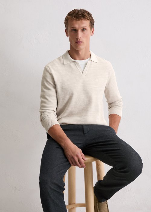 Polo sweater regular — Light Beige Melange
