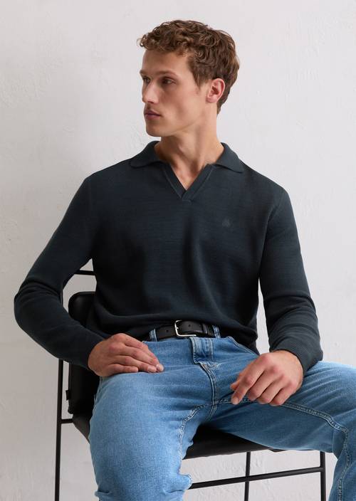 Polo-Pullover regular Dark Navy in Frontalansicht