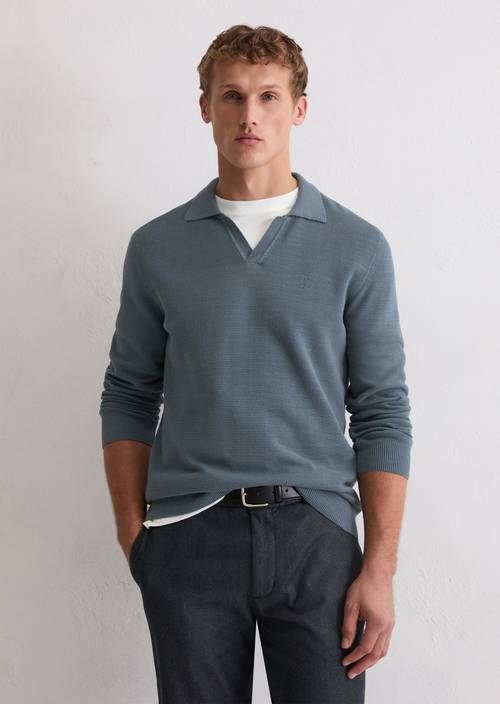 Polo-Pullover regular Stormy Blue in Frontalansicht