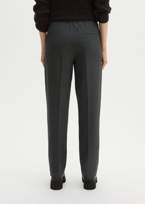 Relaxed-Fit Pull-On Glen Check Pants — Dark Grey