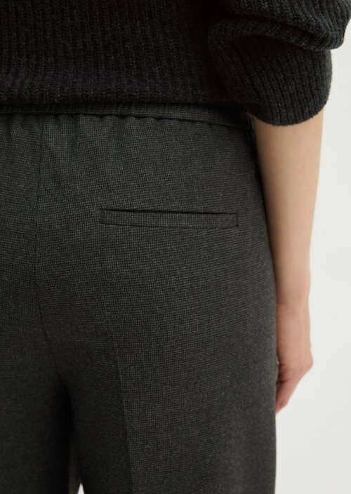 Relaxed-Fit Pull-On Glen Check Pants — Dark Grey
