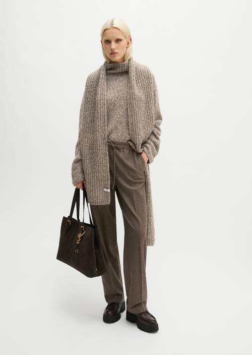 Pull-on-Glencheck-Hose relaxed Dark Brown in Frontalansicht