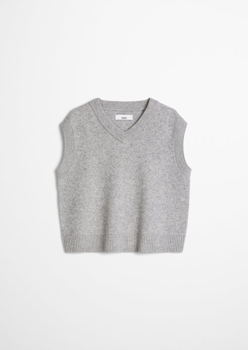 Regular-Fit Sleeveless Sweater — Stone Melange