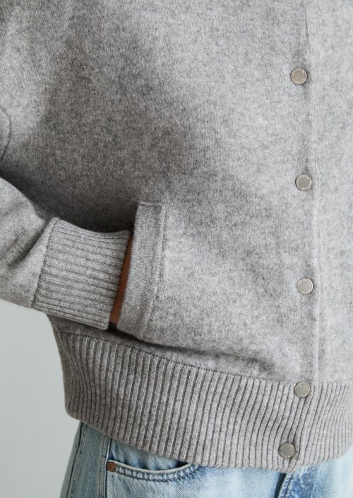 Regular-Fit Blouson-Style Cardigan — Stone Melange