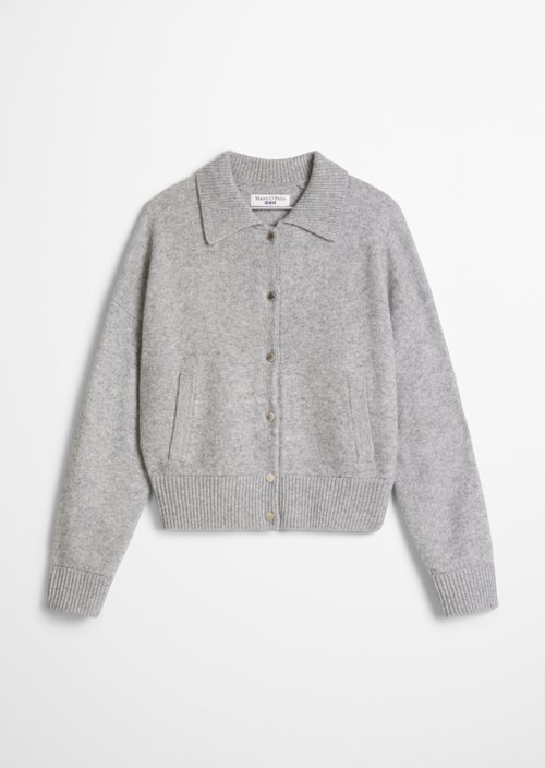 Regular-Fit Blouson-Style Cardigan — Stone Melange