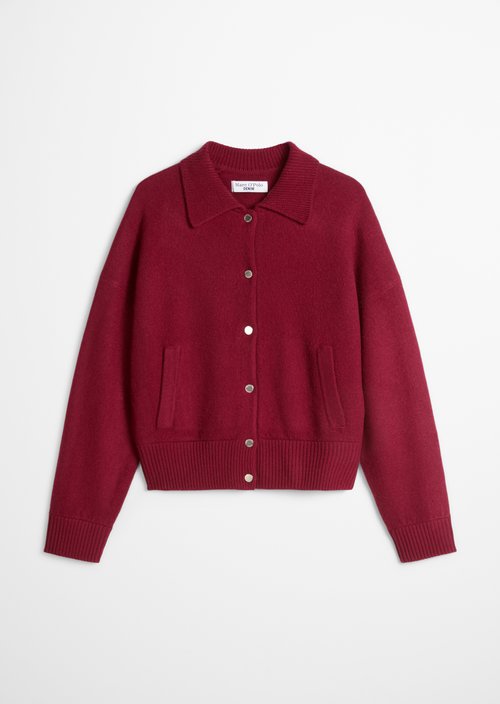 Regular-Fit Blouson-Style Cardigan — Deep Burgundy