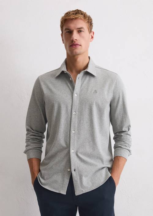 Chemise en jersey DfC regular Cloudy Grey Melange en vue de face