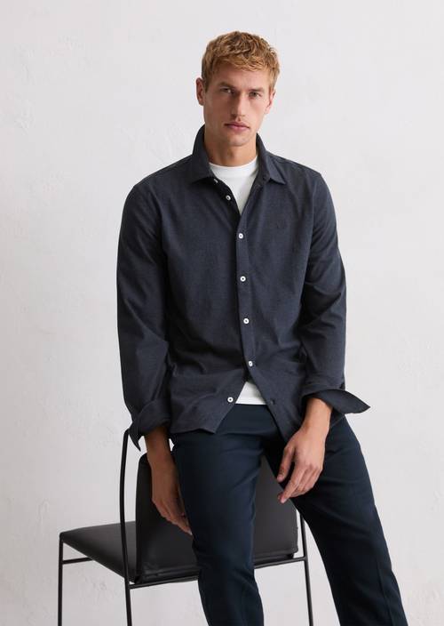 Chemise en jersey DfC regular Dark Navy en vue de face