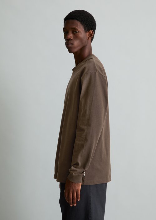 Heavyweight Relaxed-Fit Long-Sleeve Shirt — Chocolate Fudge