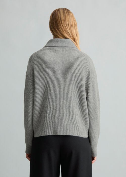 Regular Merino Cardigan — Stone Melange