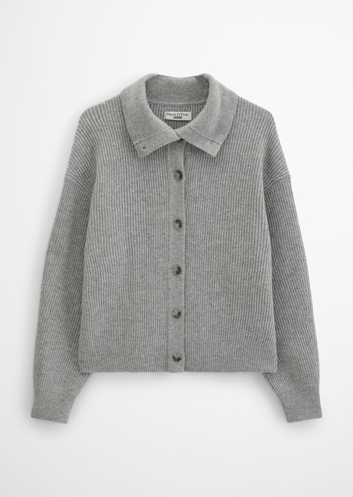 Regular Merino Cardigan — Stone Melange