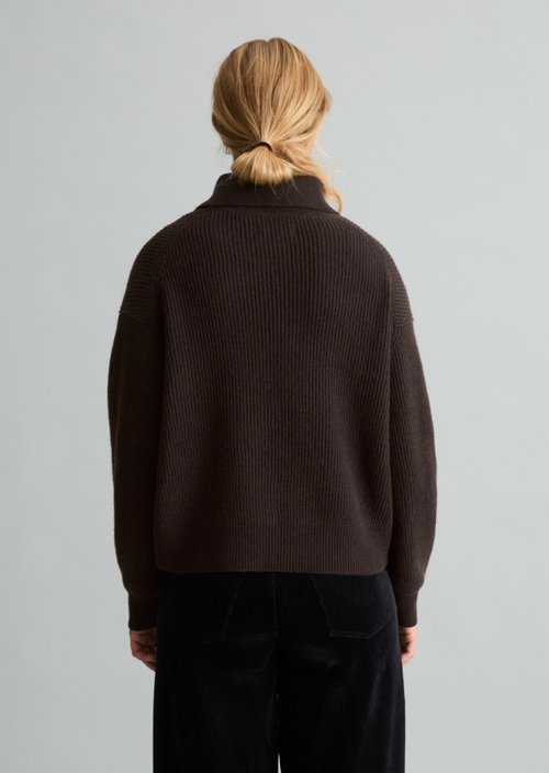 Regular Merino Cardigan — Espresso Brown