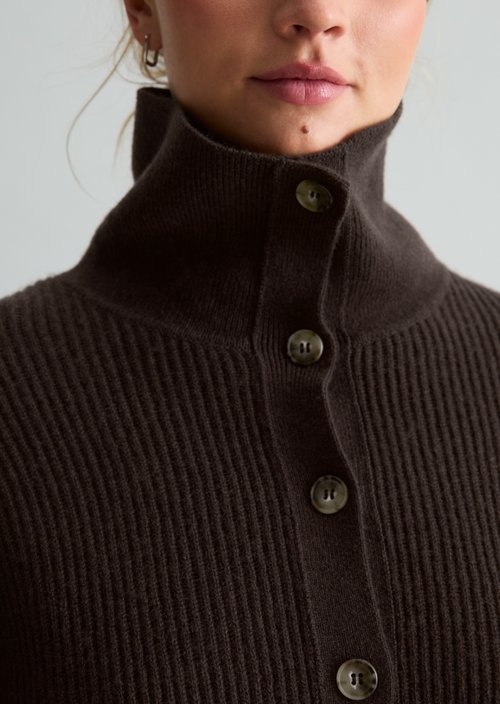 Regular Merino Cardigan — Espresso Brown