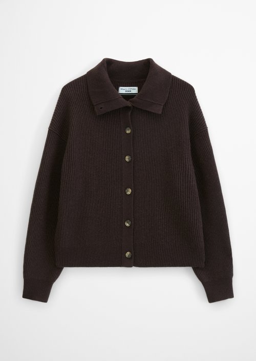 Regular Merino Cardigan — Espresso Brown