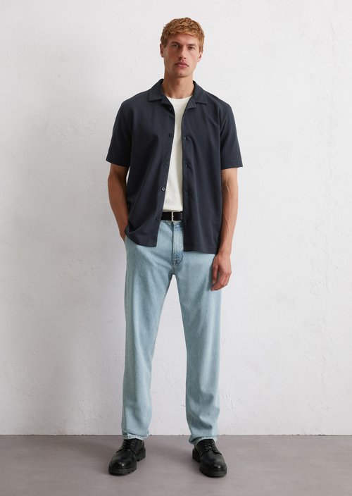 DfC seersucker jersey shirt regular — Dark Navy
