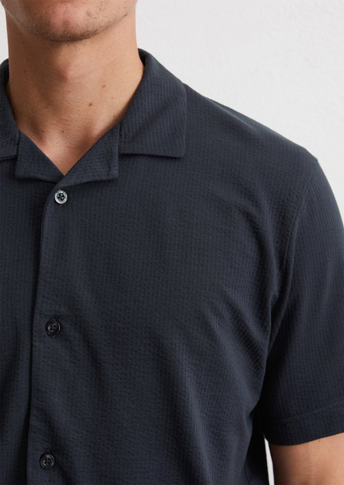 DfC seersucker jersey shirt regular — Dark Navy