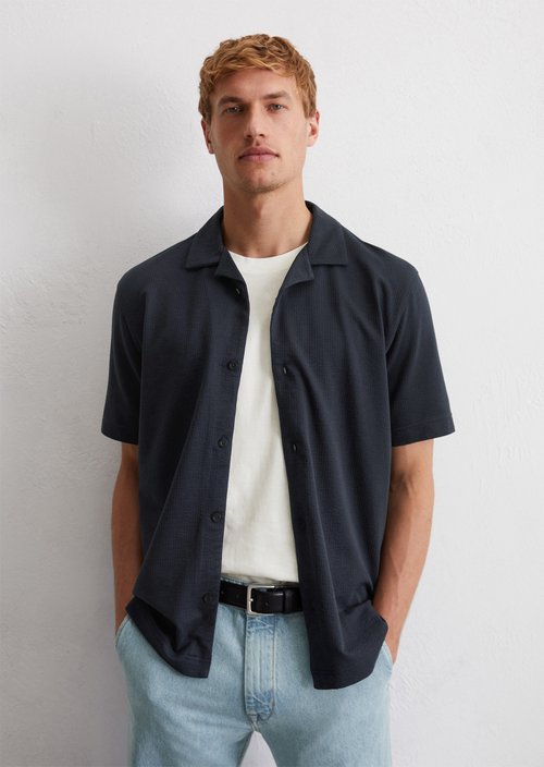 DfC seersucker jersey shirt regular — Dark Navy