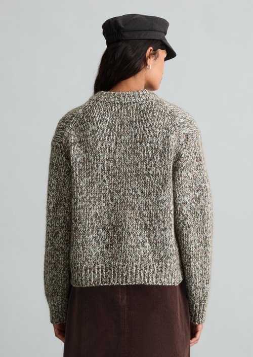 Relaxed Zip-Up Cardigan — Medium Beige
