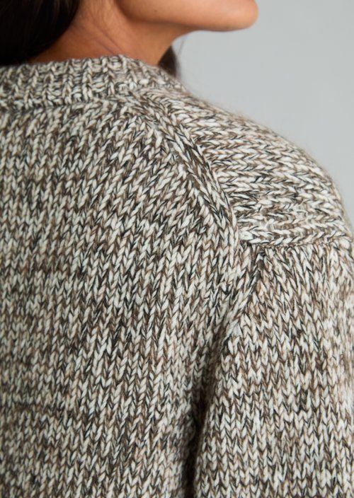 Relaxed Zip-Up Cardigan — Medium Beige