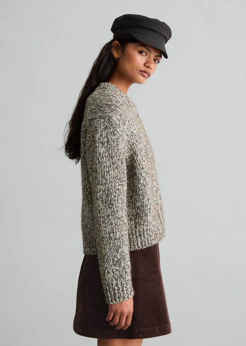 Relaxed Zip-Up Cardigan — Medium Beige