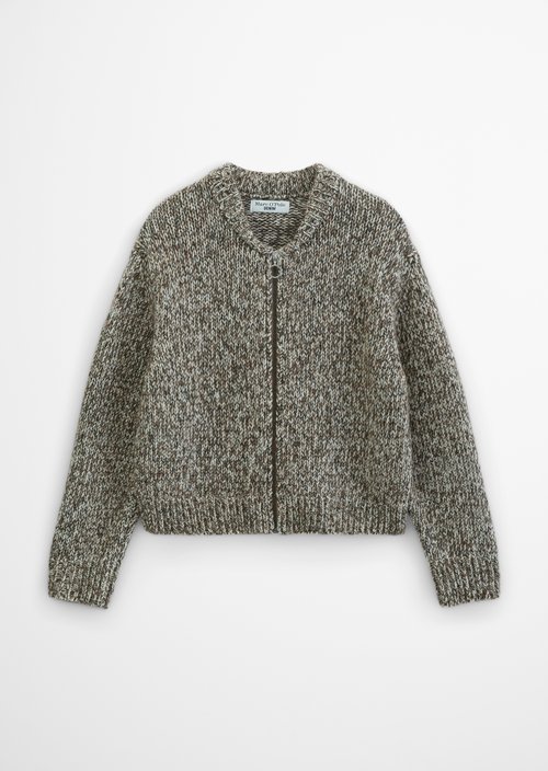 Relaxed Zip-Up Cardigan — Medium Beige