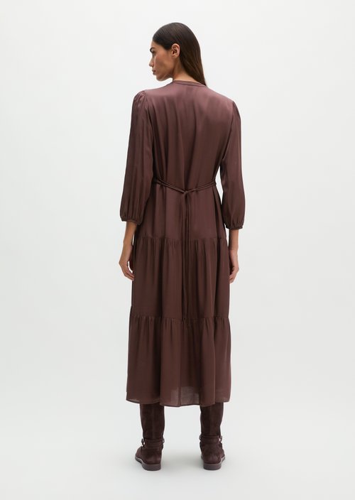 Relaxed-Fit Tiered Dress — Black Cherry
