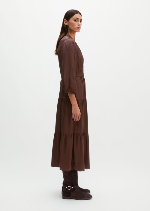 Relaxed-Fit Tiered Dress — Black Cherry