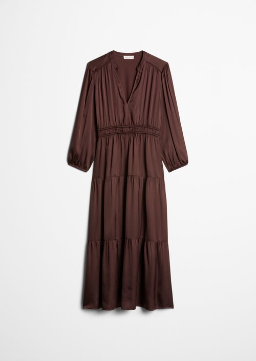 Relaxed-Fit Tiered Dress — Black Cherry