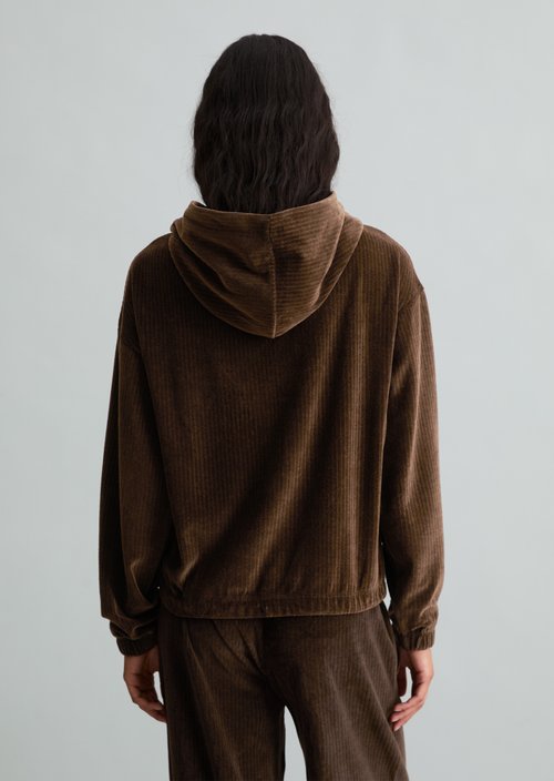 Relaxed Cord Hoodie — Espresso Brown (alternate view)