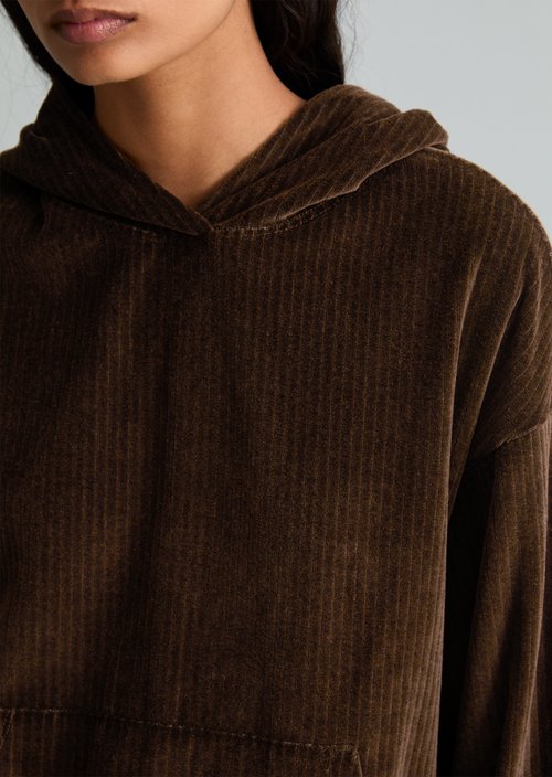 Relaxed Cord Hoodie — Espresso Brown