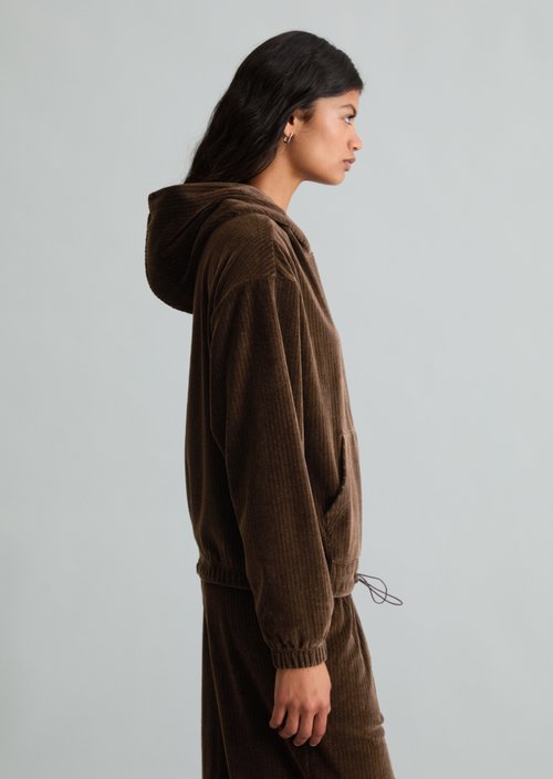 Relaxed Cord Hoodie — Espresso Brown