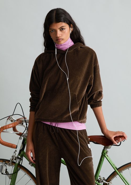 Relaxed Cord Hoodie — Espresso Brown