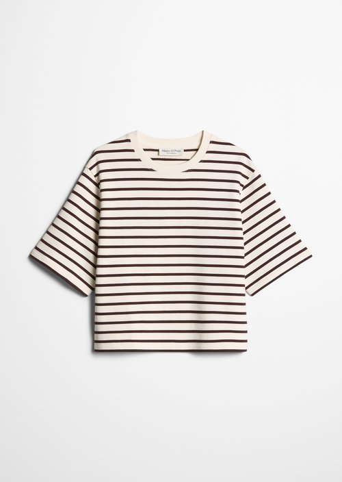 Striped cropped short-sleeved sweatshirt — Dark Red