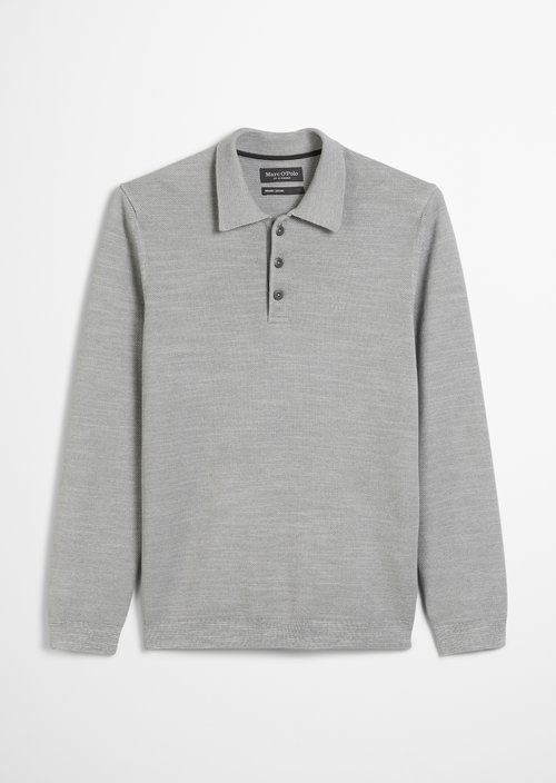 Long sleeve polo shirt piqué regular — Medium Grey