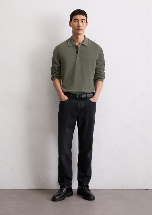 Long sleeve polo shirt piqué regular — Copley Brown