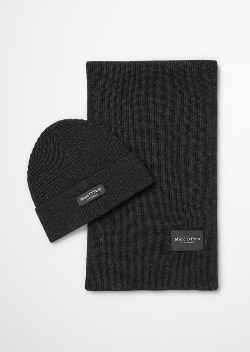 Hat & scarf set — Dark Grey Melange
