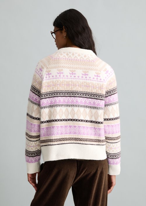 Cropped knit sweater — White