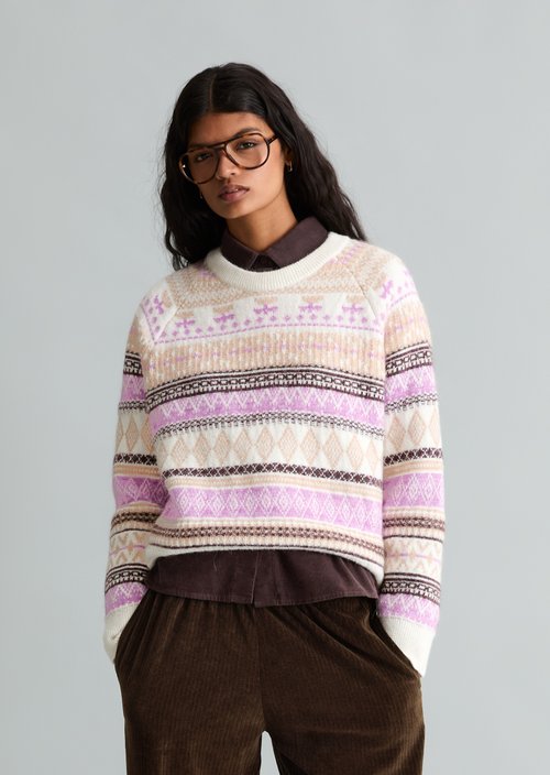 Cropped knit sweater — White