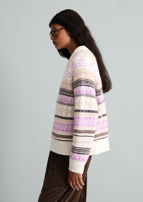 Cropped knit sweater — White