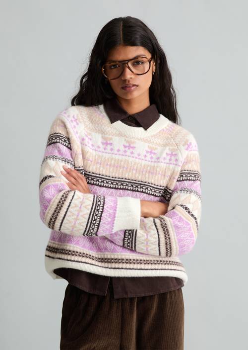 Pull en maille court White en vue de face