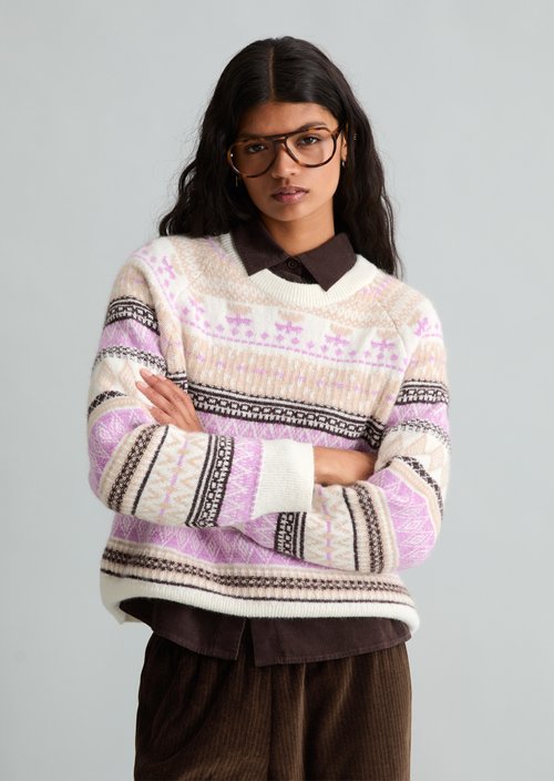 Cropped knit sweater — White