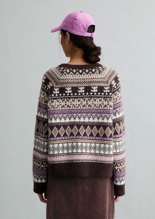 Cropped knit sweater — Medium Brown