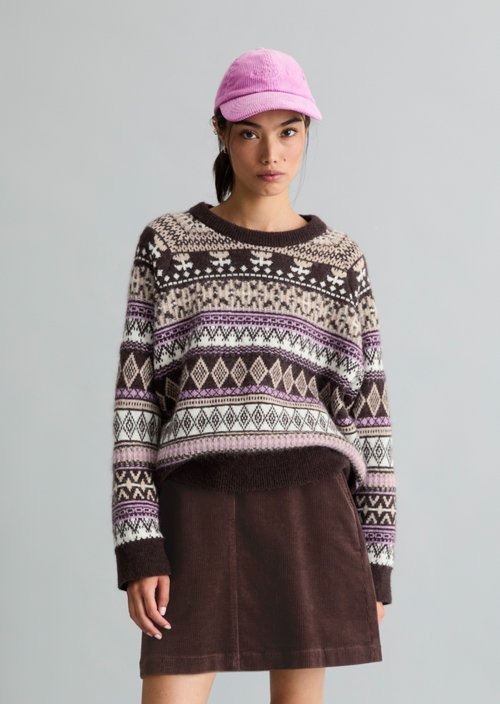 Cropped knit sweater — Medium Brown