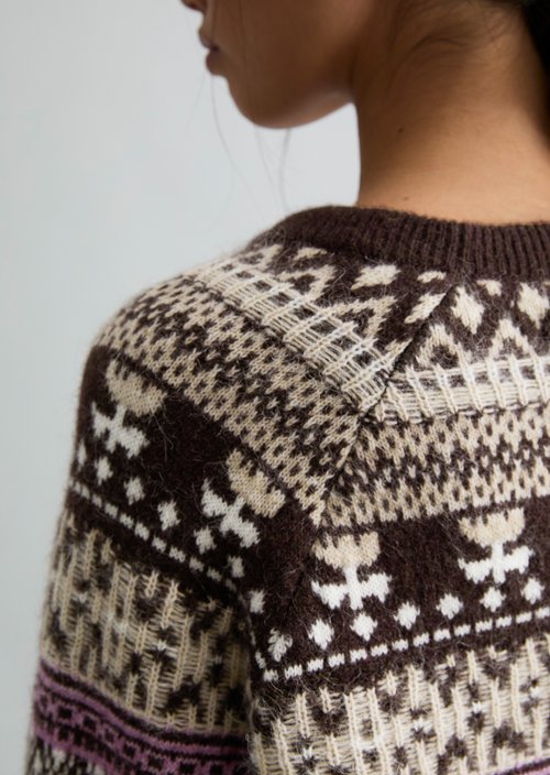 Cropped knit sweater — Medium Brown