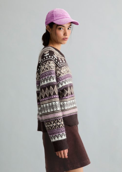 Cropped knit sweater — Medium Brown