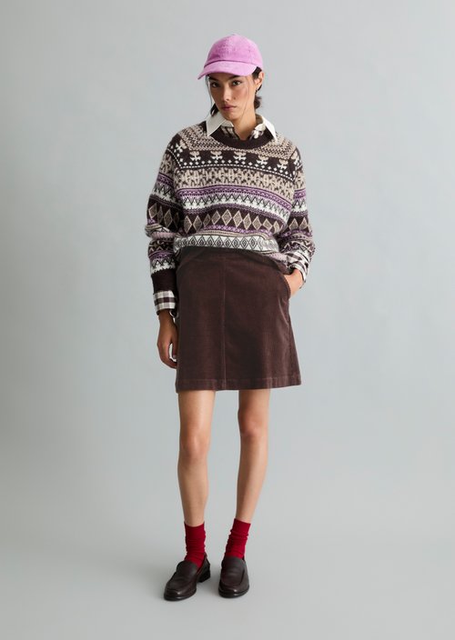Cropped knit sweater — Medium Brown